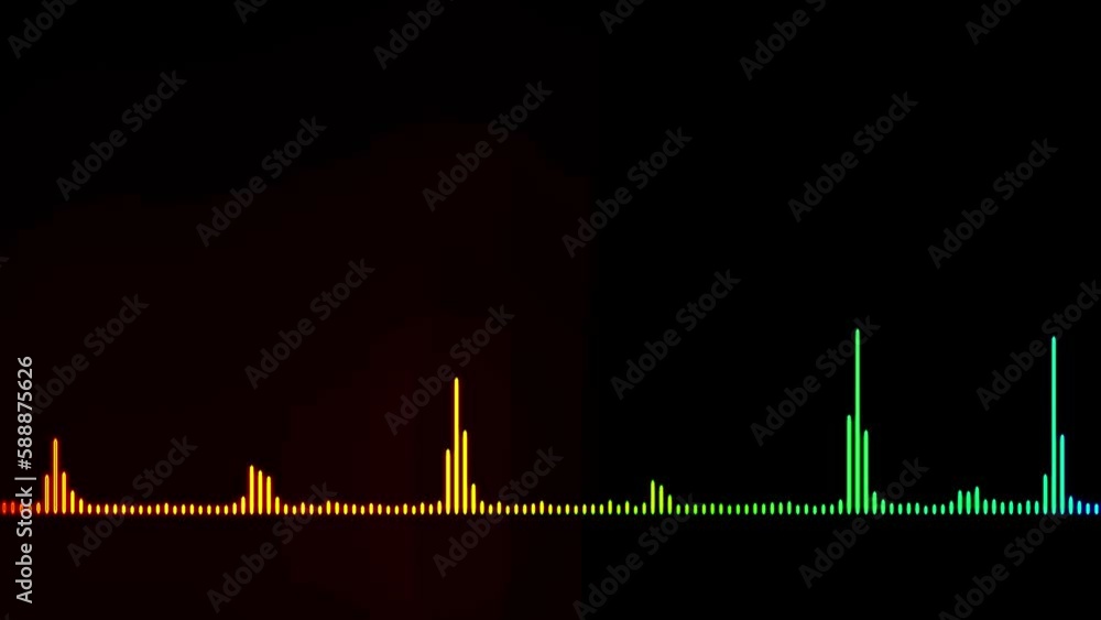 Poster music equalizer loop animation on black background. audio spectrum dancing