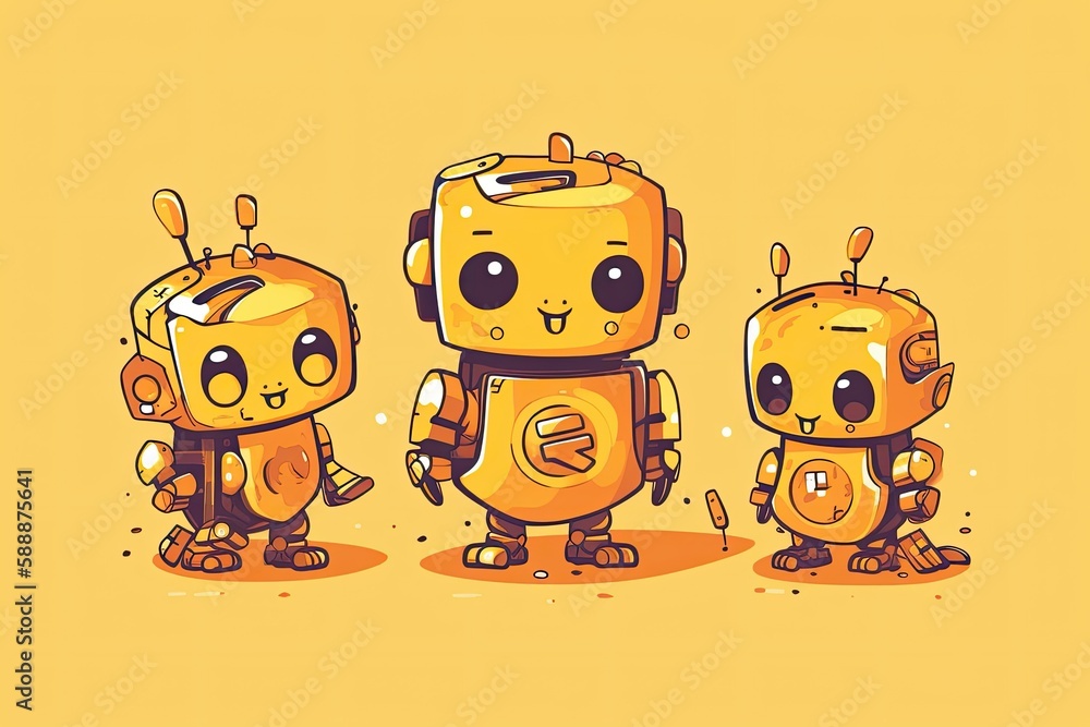 Aufkleber a cute robot with a circuit brain is a concept for ai technology. generative ai