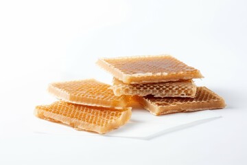 isolated piece of honeycomb on a white background. Honey comb slices used in package design. Generative AI