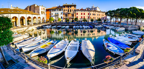 Plakat old Town and port of Desenzano at the Lago di Garda