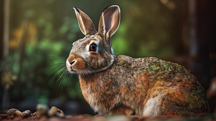Fototapeta premium Furry Friend: Realistic Rabbit Artwork Illustration