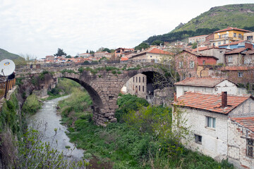 Fototapeta na wymiar An historical bridge in the Bergama, Turkey