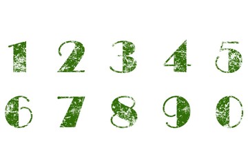 Worn old multicolored numbers from 1 to 10