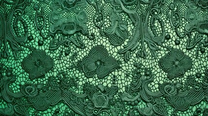 Green lace texture background. Generative ai. - obrazy, fototapety, plakaty