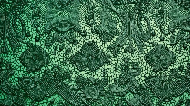 Green lace texture background. Generative ai.