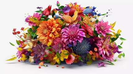 Obraz na płótnie Canvas amazing colorful cheerful digital bouquet of flowers 3d, generative ai