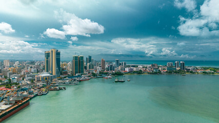 Fototapeta na wymiar Dar es Salaam city shot from the harbour
