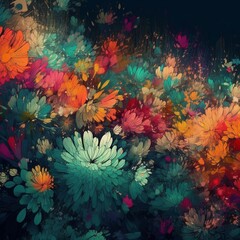 Obraz na płótnie Canvas Colorful flower panorama as background. Generative AI. Generative AI