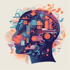 Obraz premium Illustration concept of a creative mind. Generative AI Generative AI