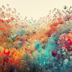 Obraz na płótnie Canvas Colorful flower panorama background. Generative Ai Generative AI