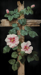 Fototapeta na wymiar the rose of sharon over the Cross , generative ai