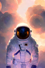 Illustration of an astronaut, created with Generative AI technology.  