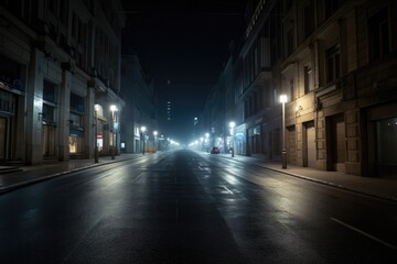 Fototapeta na wymiar old street in the night - Illustration created with generative ai
