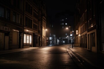 Fototapeta na wymiar old street in the night - Illustration created with generative ai