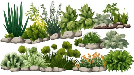Illustration of isolated plants assets - Created with generative ai