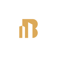 Monogram letter B with building real estate logo design vector
