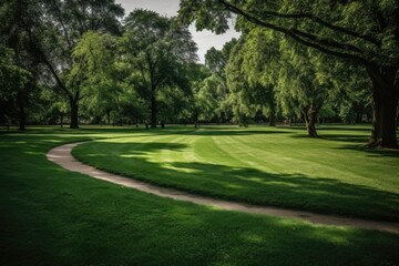 Fototapeta premium grass path in the park - Created with generative ai