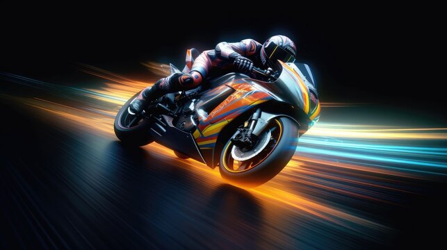 motorcycle in motion - Illustration created with Generative ai 
