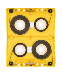 double old yellow audio cassette tape open