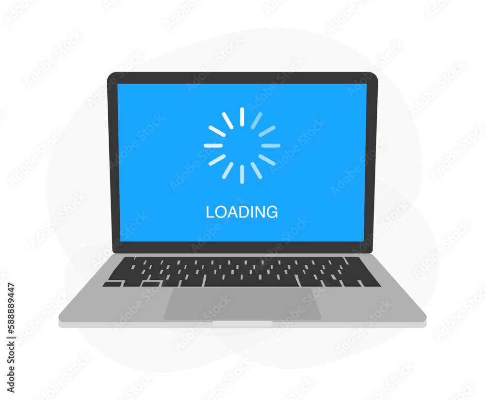Poster system software update and upgrade concept. loading process in laptop screen. vector illustration.