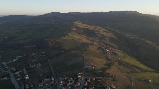 Aerial view of Castel Lagopesole residential district, a small town in countryside, Avigliano, Potenza, Basilicata, Italy.