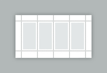 Empty sale coupons set with perforated borders. Postage stamps set. Collector post stamp template. Collection paper postmarks. Postal stickers for mail letter. Vector illustration.