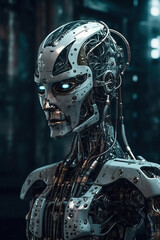 Obraz na płótnie Canvas Midjourney generated image of a female cyborg