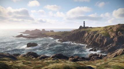 Fototapeta na wymiar lighthouse on the coast , Generative AI