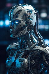 Obraz na płótnie Canvas Midjourney generated image of a female cyborg