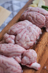 mutton brain on a chopping board 