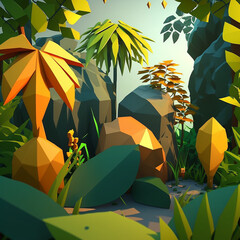 Jungle low poly Art style