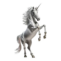 Tuinposter A unicorn rearing up isolated on transparent background - Generative AI © comicsans