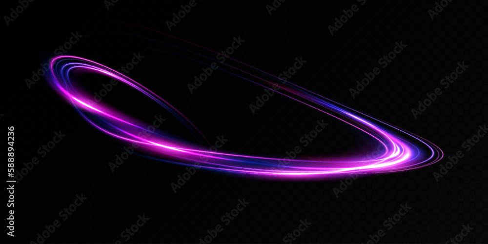 Poster abstract light lines of movement and speed in neon color. light everyday glowing effect. semicircula