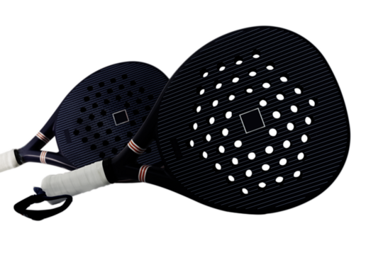 blue professional paddle tennis rackets isolated on transparent background. landscape sport theme poster, greeting cards, headers, website and app