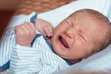 Portrait of a crying newborn baby