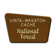 Uinta–Wasatch–Cache National Forest wood sign illustration on transparent background
