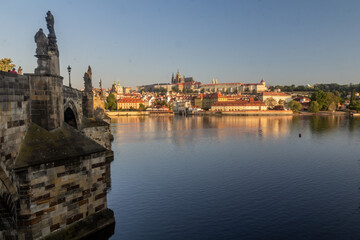 Fototapeta na wymiar View of Prague castle from the Charles Bridge in Prague, Czech Republic