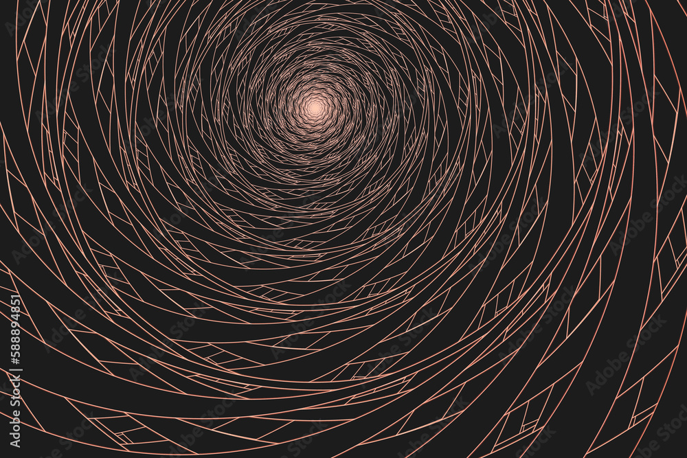 Poster pink swirling pattern of curved lines on a black background. abstract fractal 3d rendering