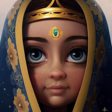 Mulher com v&eacute;u ilustra&ccedil;&atilde;o morena