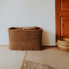 Fototapeta premium Stick basket with minimalist background