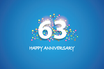 63th anniversary on blue background