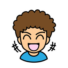 ブログで使えるアイコン　ベクター版　男性02天然パーマ　笑顔
