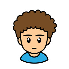 Obraz premium ブログで使えるアイコン ベクター版 男性02天然パーマ 無表情 