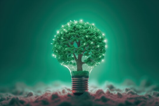Green tree bulb. Generate Ai