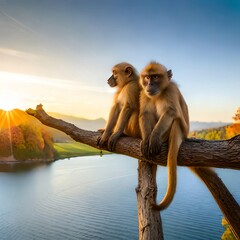 two monkeys in tree