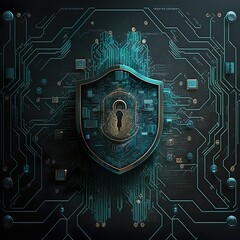 banner showing a sybmol of internet security, email security, ncryption, firewall, phishing, malware, cyber attack, lock, AI Generated