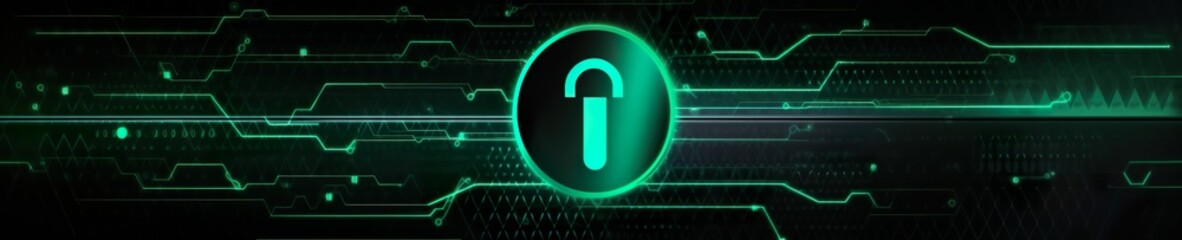 banner showing a sybmol of internet security, email security, ncryption, firewall, phishing, malware, cyber attack, lock, AI Generated