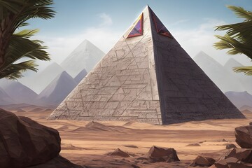 Fototapeta na wymiar pyramids in the desert - generative ai