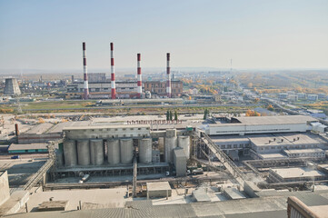 Concrete mixing tower. Concept of on-site construction facility.