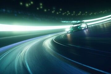 Fototapeta na wymiar Green lights speed track. Generate Ai